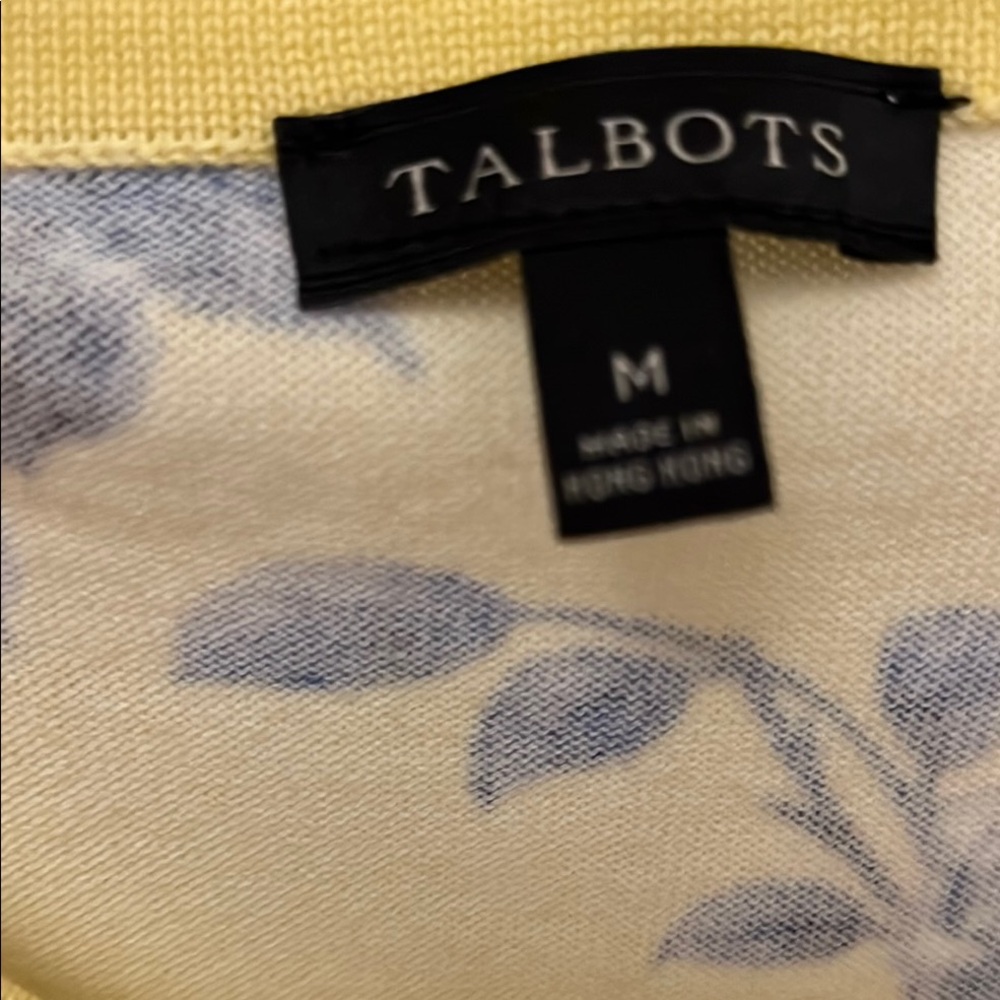 Talbots Yellow and Blue Patterned Cardigan - Picture 2 of 8